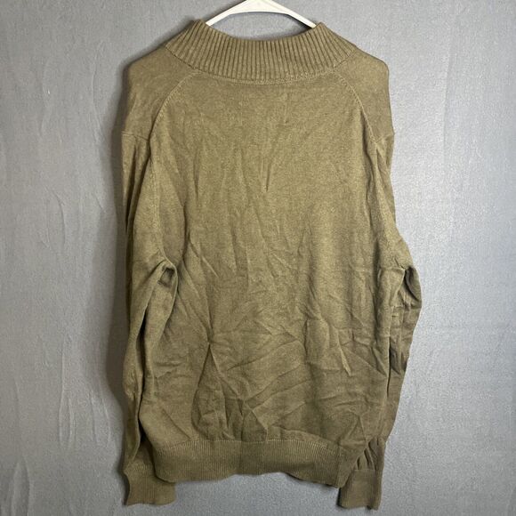 EDDIE BAUER 1/4 Zip UP‎ Mock Neck Green Cashmere Blend Sweater Men's Large Tall - Picture 6 of 9